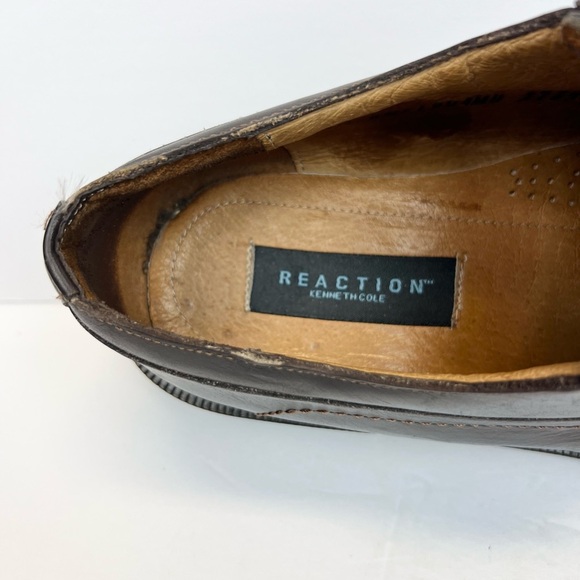 Kenneth Cole Reaction Brown Leather Oxfords with Square-Toed Design Size 11.5 - Picture 6 of 8